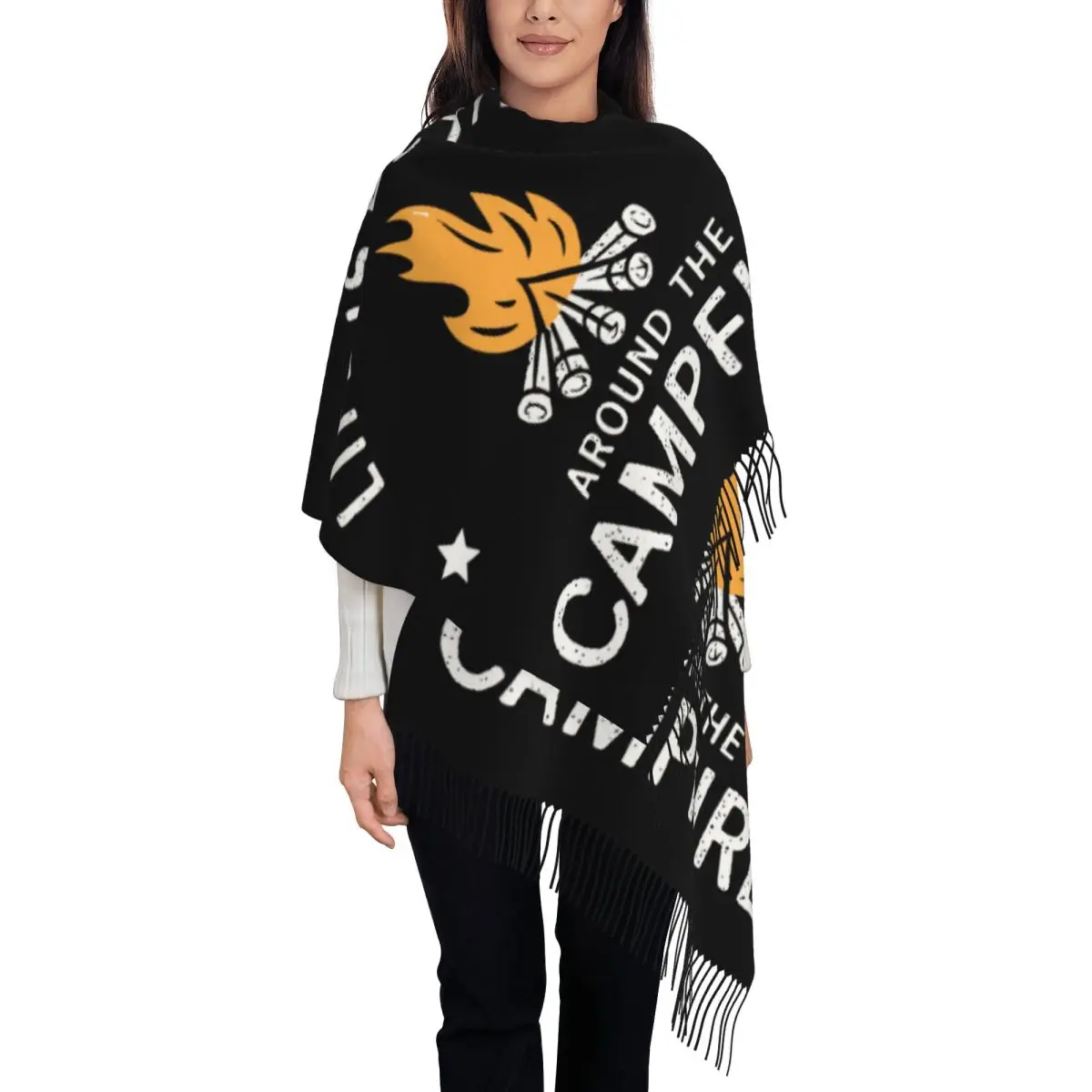 Напечатанный на заказ шарф Happy Campers Adventure для кемпинга мужчин и женщин зима-осень