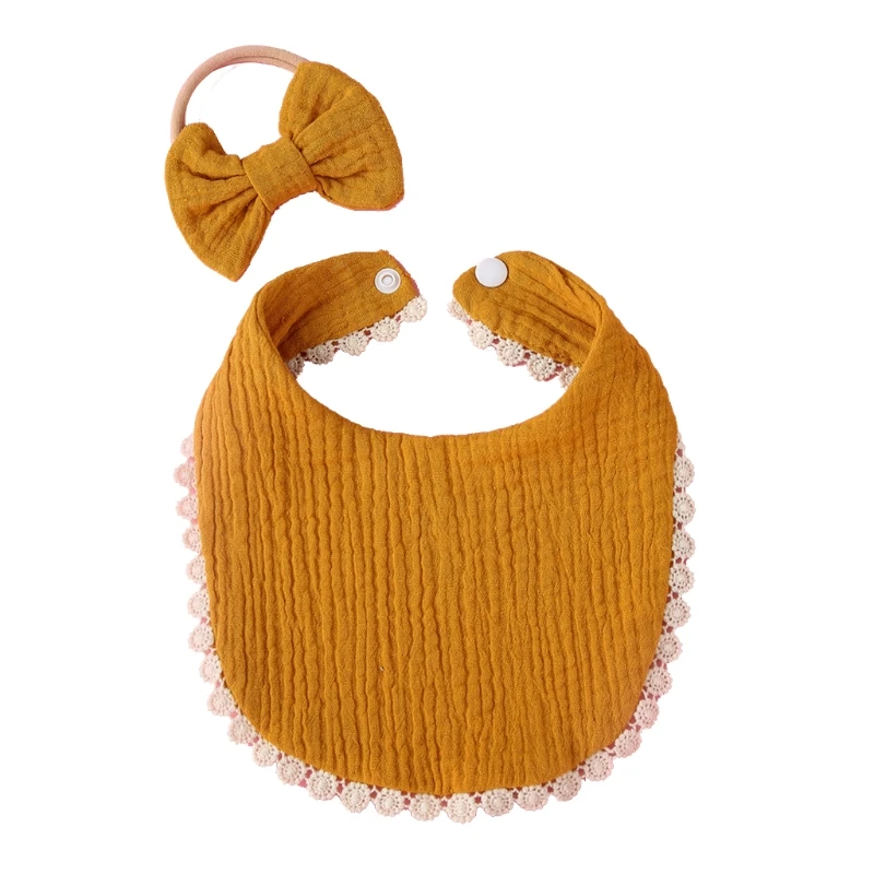 

Soft Feeding Bibs for TRIANGLE Scarf Pure Cotton Princess Bowknot Hair Band