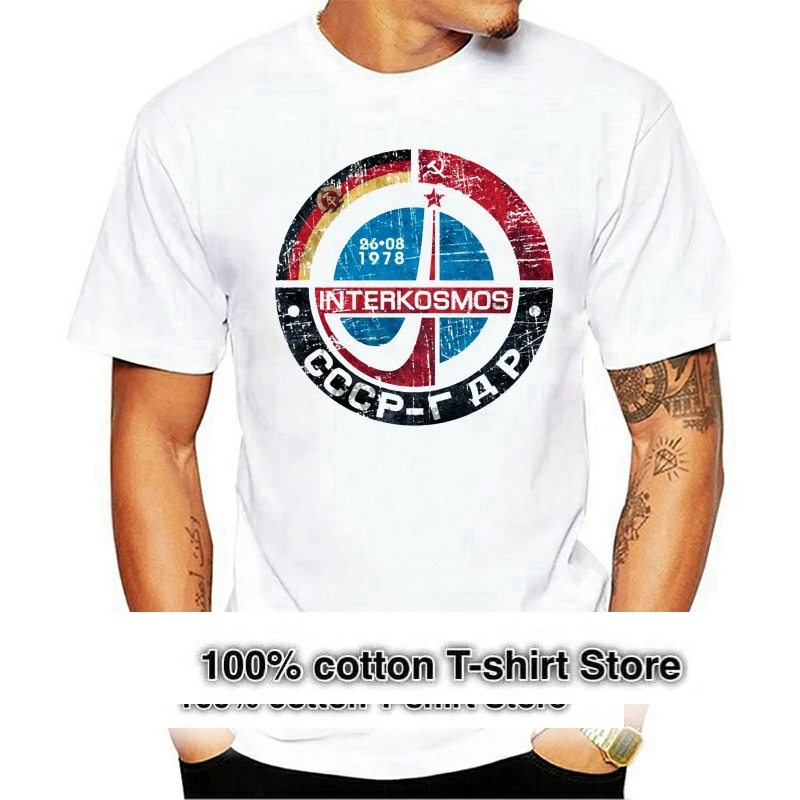 

2021 Fashion T Shirts Russian Interkosmos Space Program Ussr Gdr Retro Russia Cccp Oversized O neck 100% Cotton