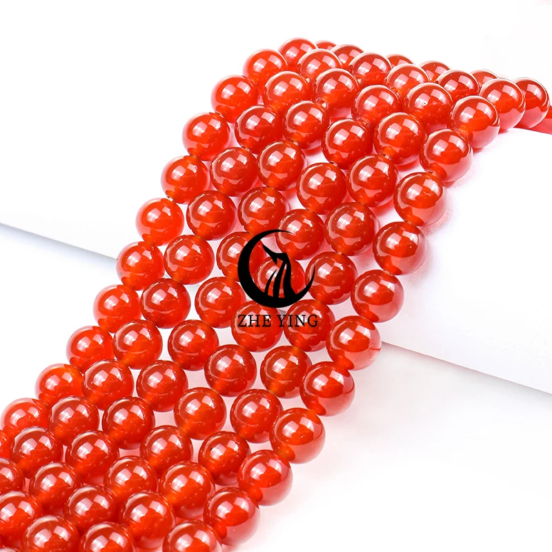 

Zhe Ying 10 Strands Red Carnelian Beads Round Loose Gemstone Beads for Bracelet Making Jewelry Diy Accessories Wholesale