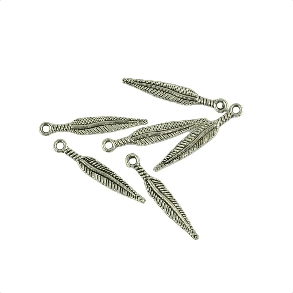 200 Piece 3 Leaf Feather Shape Pendant Jewelry Making Beads Crafts for Earrings Necklace