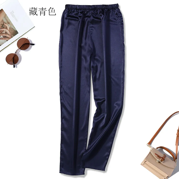 Женские свободные длинные брюки из 100% чистого шелка утепленные мягкие модные с