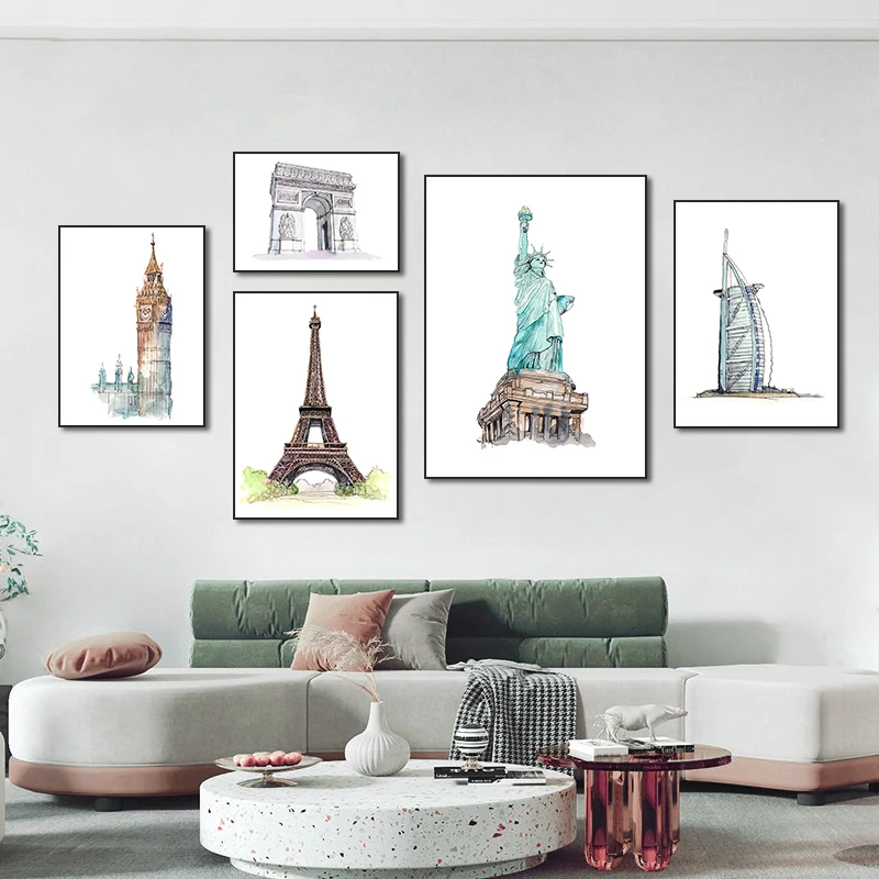 

Постеры с изображением торжественной арки Парижской башни, всемирно известное здание, Картина на холсте, Настенная картина, картина для гостиной, домашний декор