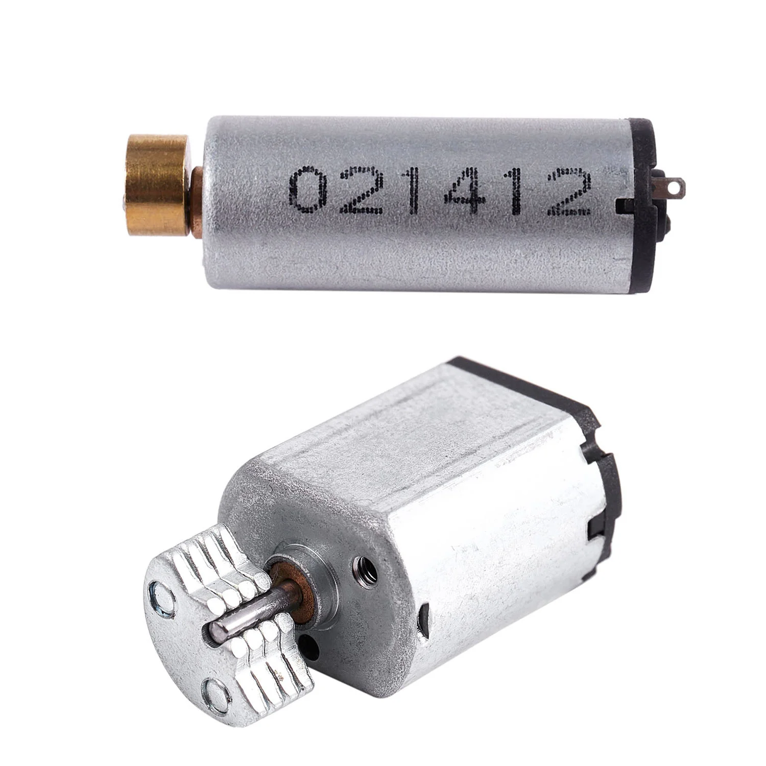 

2 Pcs Output Speed Electric Mini Vibrating Motor: 1 Pcs DC1.5V-9V 0.08A 3200 RPM Silver & 1Pcs DC 1.5-6V 1750-7000 RPM Silver+Go