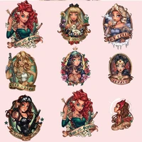 disney princess retro girl clothing patch iron on heat transfer sticker diy clothing hoodie sweater thermo adhesive patches
