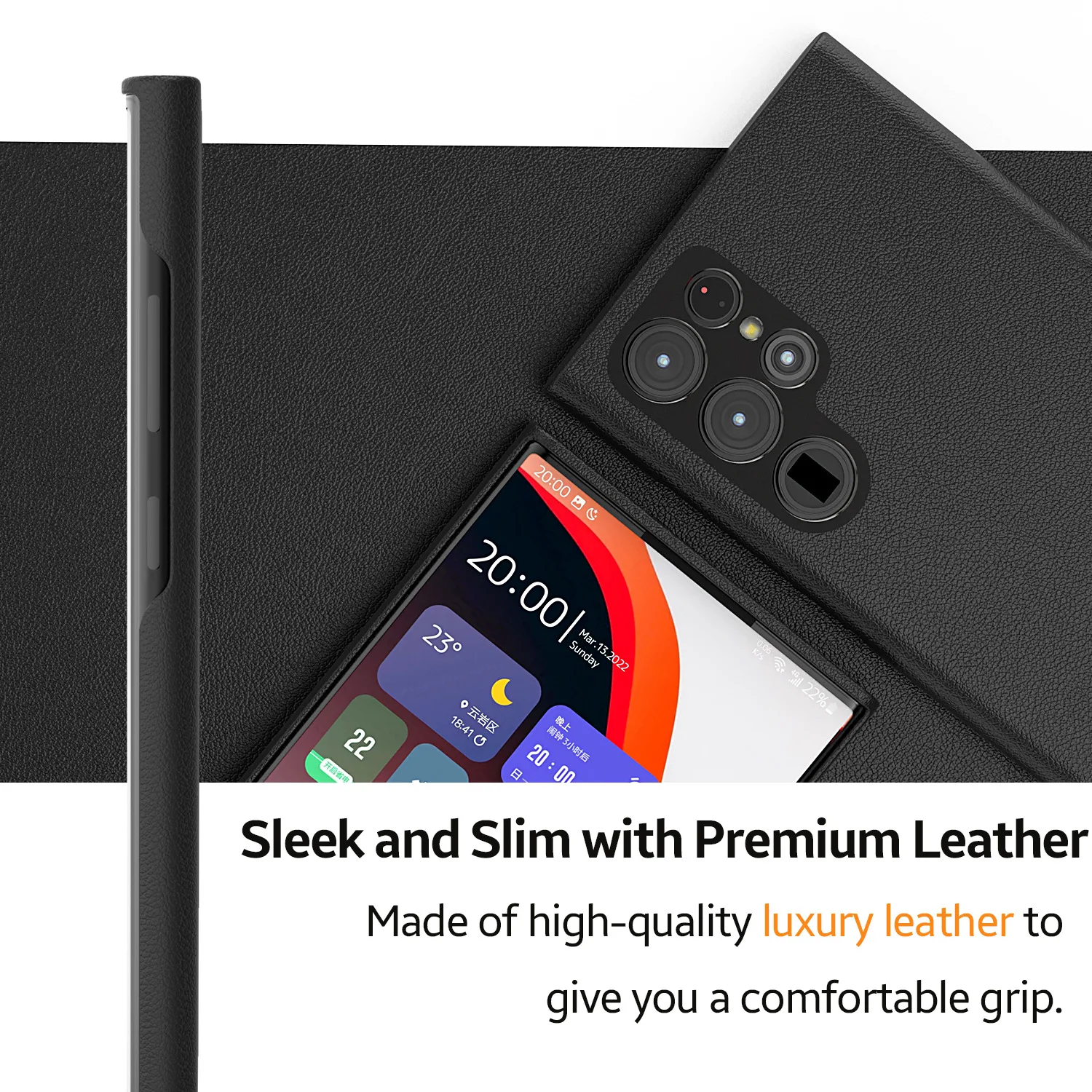 2022 NEW ultrathin leather Case for Samsung Galaxy S22 Ultra S22 Plus Luxury Business Wireless charging Leather Phone Cases