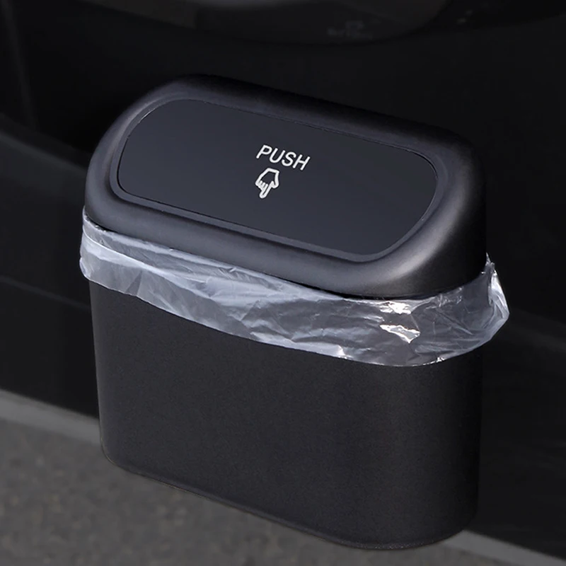 Портативный автомобильный мусорный бак подвесной мини-автомобильный с крышкой