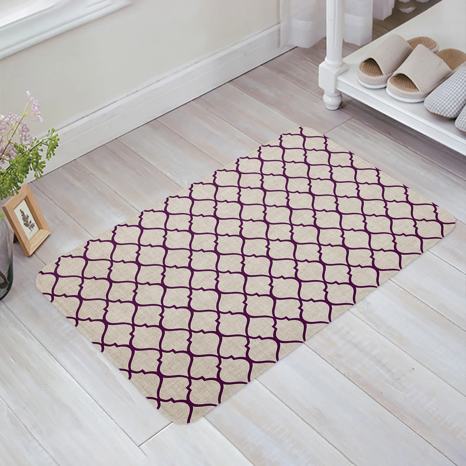 

Rustic Moroccan Purple Entrance Welcome Doormat Bedroom Living Room Household Doormat Carpet Bathroom Non-slip Mat