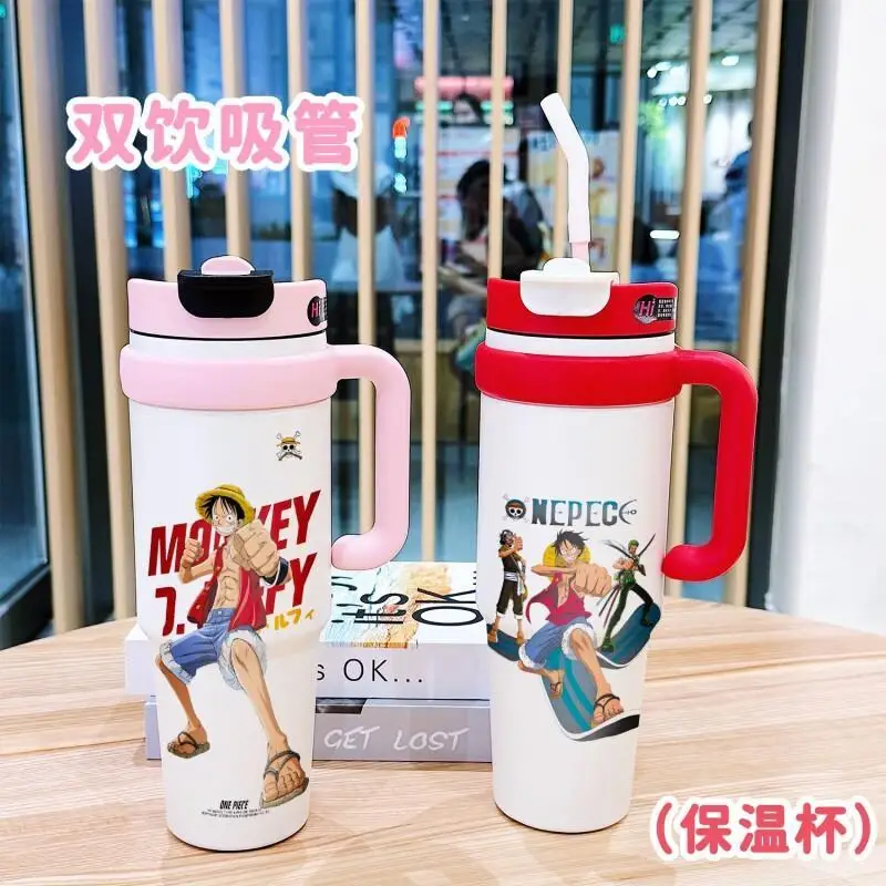 Термос BANDAI One Piece Monkey D. Luffy из нержавеющей стали, большой емкости, с двумя трубочками для питья, портативный, с крышкой, для мужчин и женщин (art.: 3920da28aa72a) - 3920da28aa72a