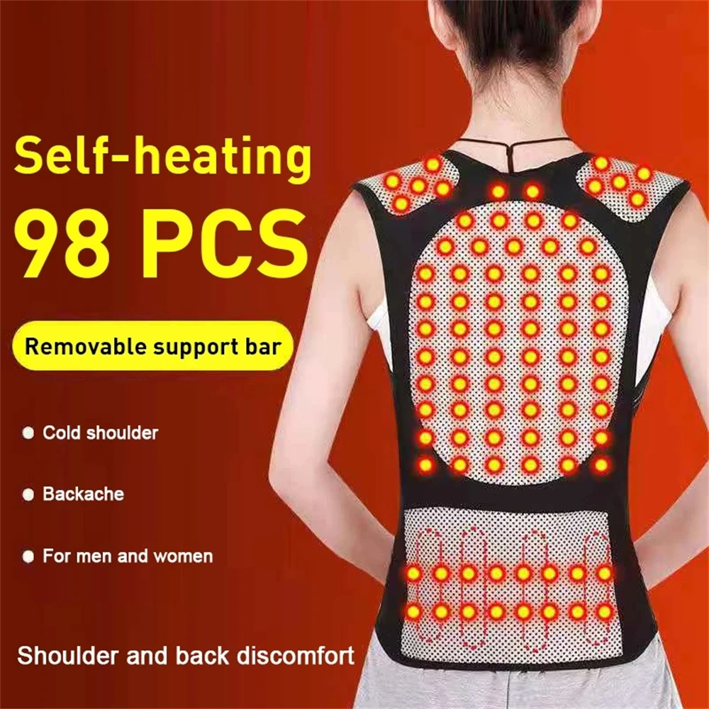 

98 Tourmaline Self-heating Magnetic Therapy Waist Back Shoulder Posture Corrector Spine Lumbar Brace Pain Relief Heating Vest