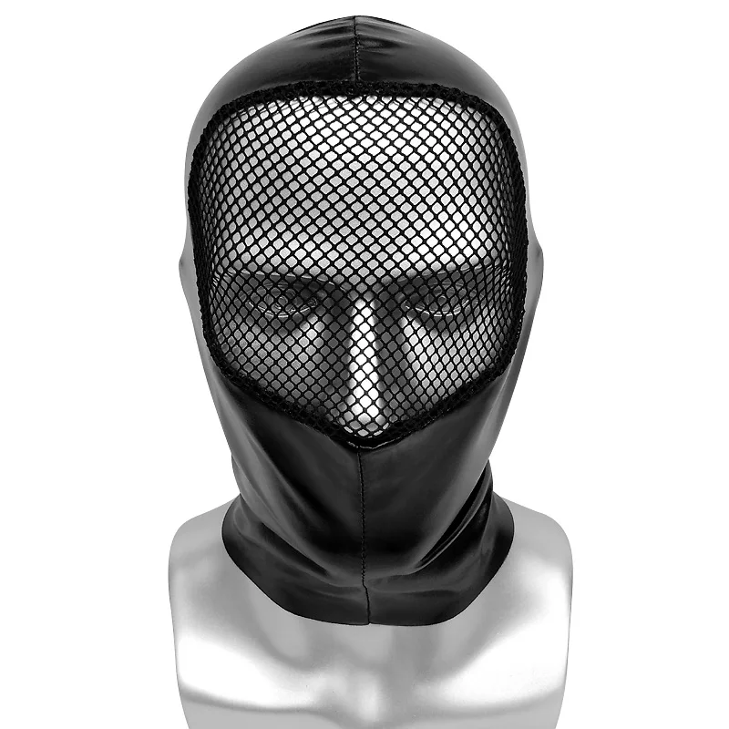 

PU Faux Leather Unisex Men Women Bound Headgear Head Cover Mesh Eyes Alternative Training Flirting Intentions Sexy Toys