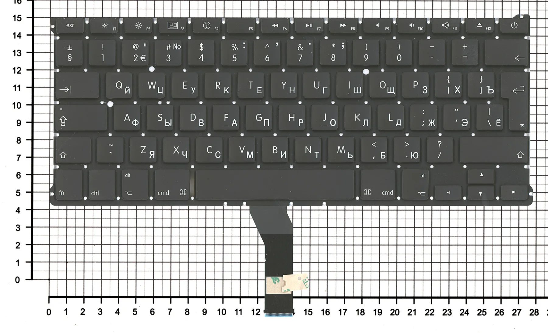 Клавиатура для Apple Macbook Air Mc504 2010+ большой ENTER без подсветки Русская Чёрная - купить