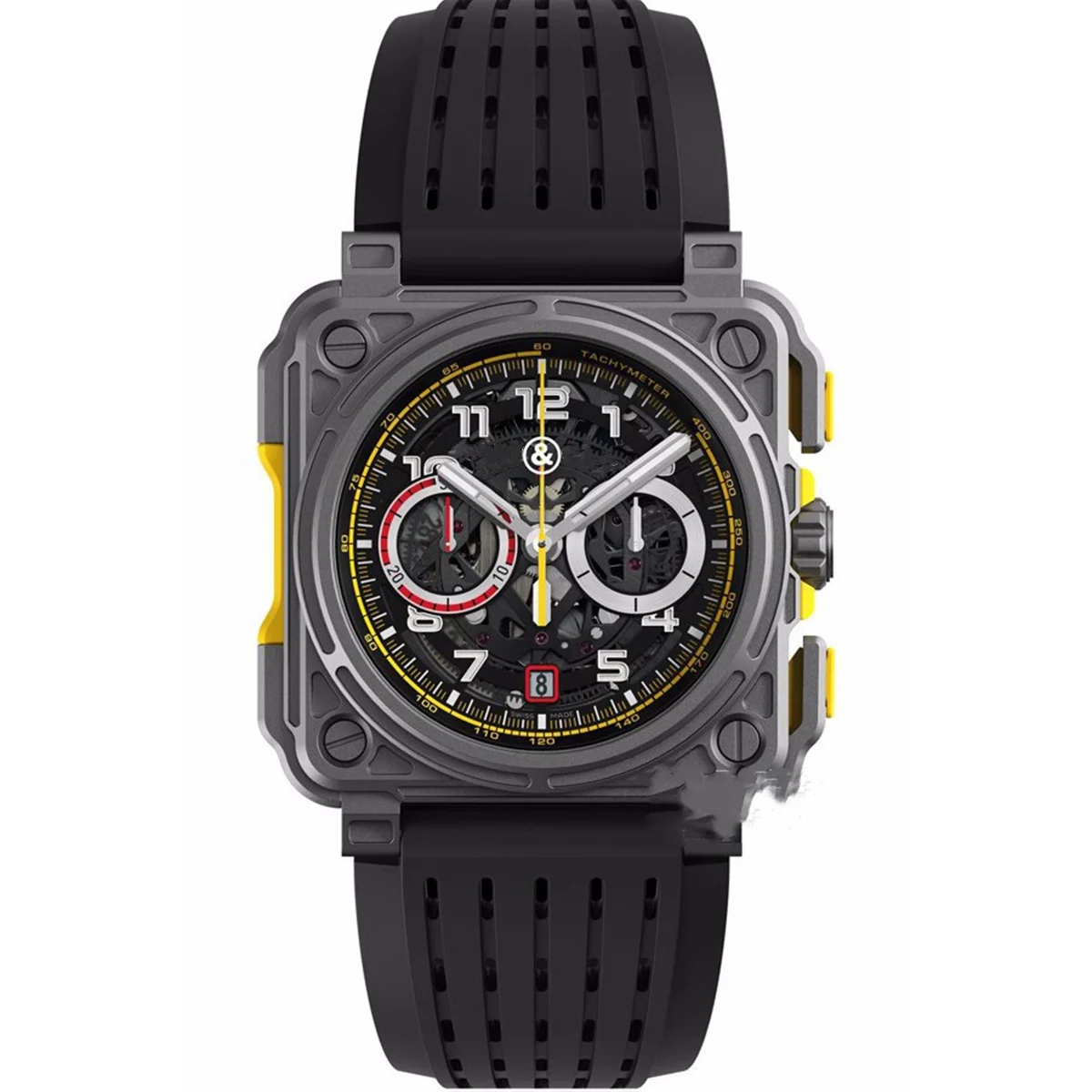 

2022 Brand New BR Luxury Sport Quartz Bell Multifunction 6 Pins Watch Bussiness Man Rubber Man Calendar Ross Square Wristwatch