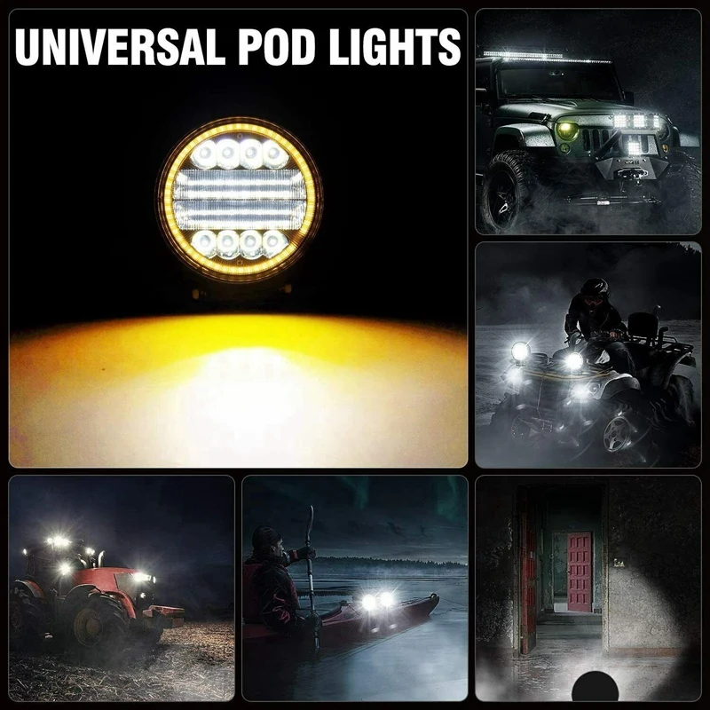 2X 5 Inch 200W LED Work Light Combo Spot Flood Off Road Driving Amber Fog Lamp | Bar/Work