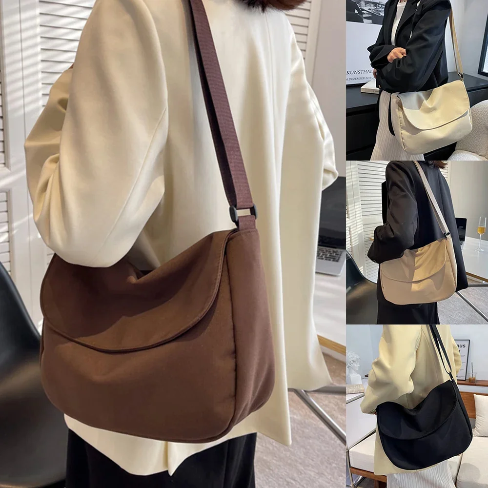 

Вместительная сумка-мессенджер, повседневная Студенческая сумка класса для колледжа, однотонная Холщовая Сумка через плечо с регулируемым ремешком, дорожная сумка Zier