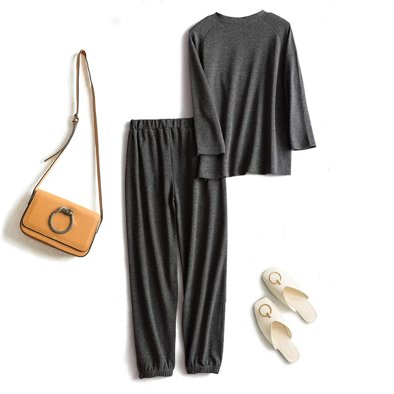 Loungewear Ladie's Sleepwear Set New Spring Autumn Waffle Cotton Pajamas Women Loose Casual Outside Wear Suit Home Service