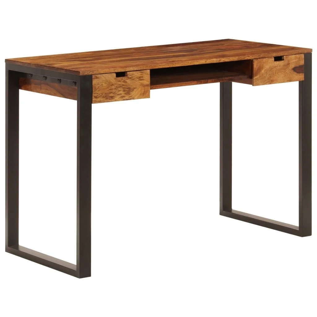 

Desk 43.3"x21.7"x30.7" Solid Sheesham Wood and Steel