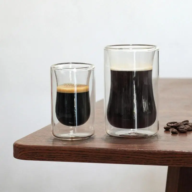 Стеклянные кофейные кружки с двойными стенками термостойкие чашки для чая
