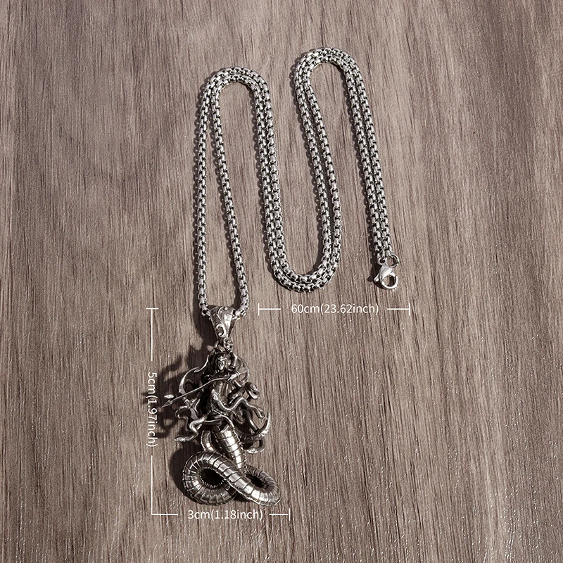 Greek Mythology Medusa Necklace Punk Snake Monster Pendant Men and Women Gothic Hip-Hop Trendy Jewelry Gifts