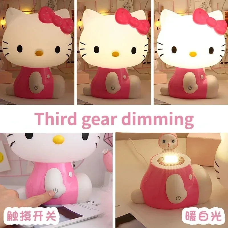 3D светодиодный маленький ночник Touch Hello Kitty USB для кормления детей дома спальни