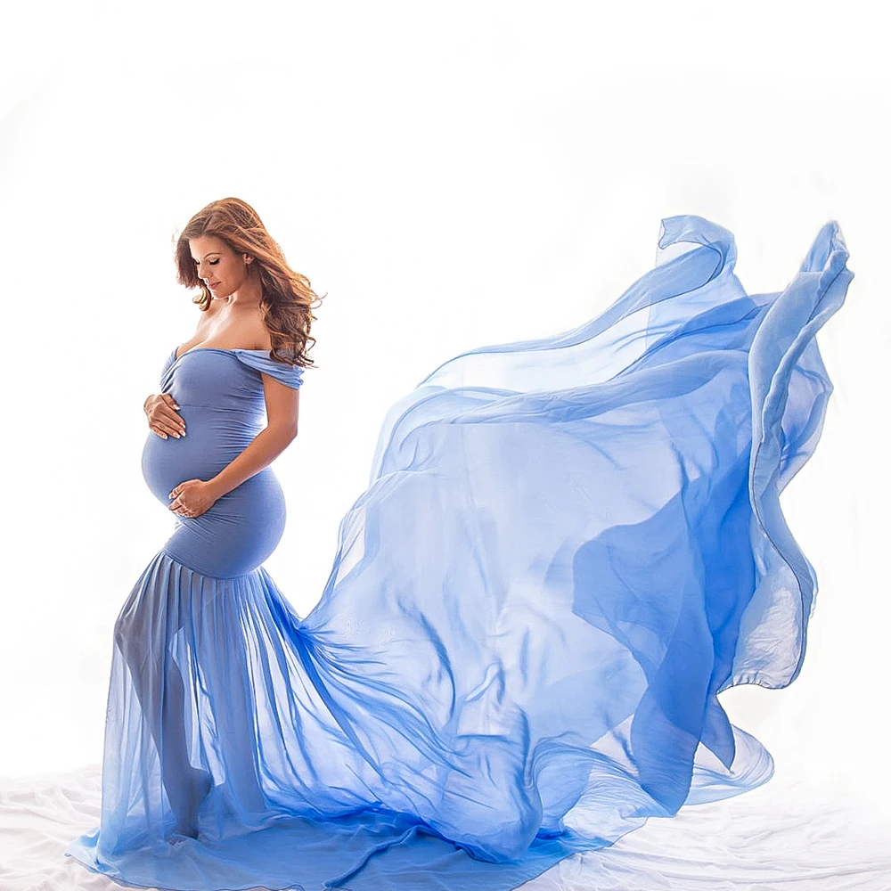 pregnancy dress  maternity dresses for photo shoot  robes for women fluffy  Voile  Chiffon  Solid  Pleated  Sleeveless  dress enlarge
