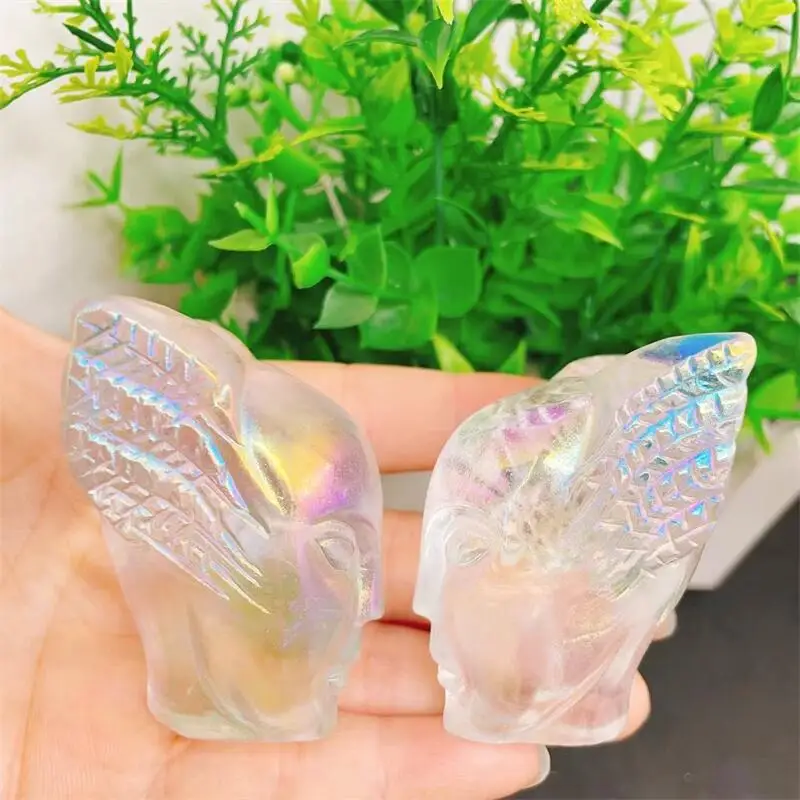 2 дюйма натуральный кварцевый аура череп инопланетянина кристалл исцеляющая