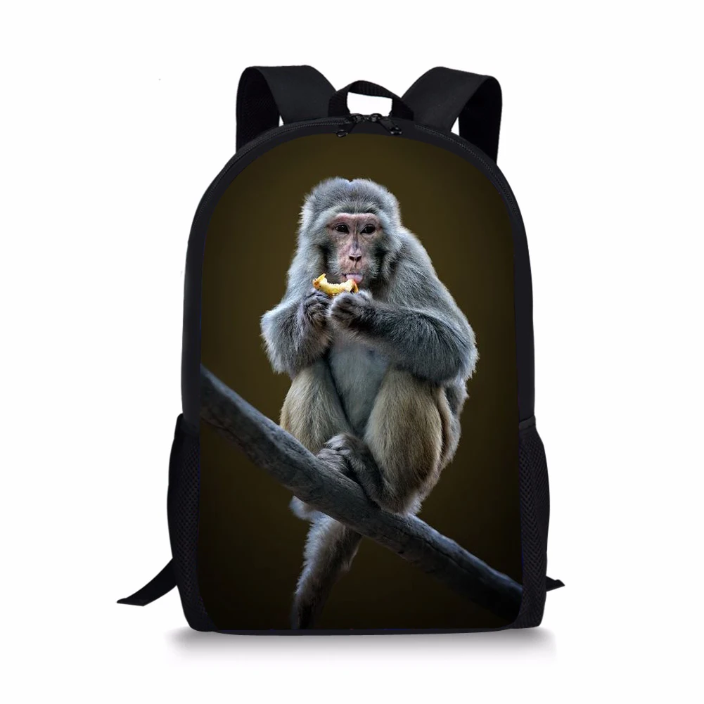 Chimpanzee Print Backpack Portable Casual Outdoor Travel Children's Knapsack Durable Large Capacity School Bags for Girls Boys