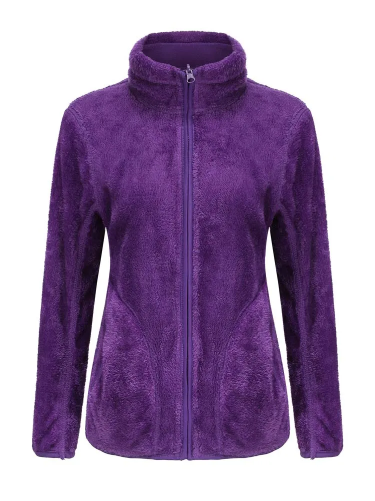 2022 New Winter Double Sided Women's Zipper Cardigan Sweatershirt Warm Coral Fleece Jacket Ladies Outdoor Polar Fleece Coat