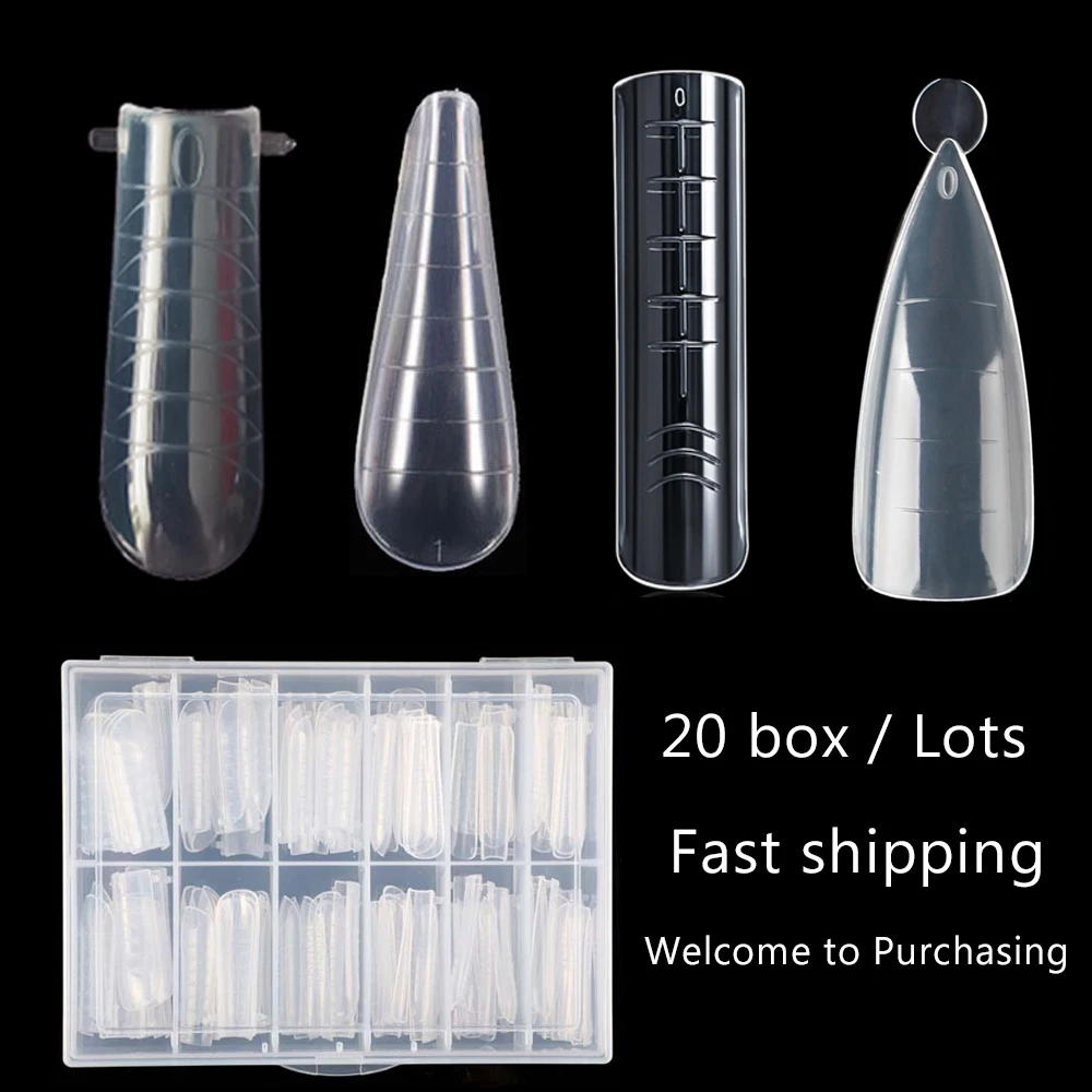 

20Box Dual Nails Form Extension Gel Mold Upper Forms Nails Build Mold Nail Salon Top Form For Nails Supply Wholesale