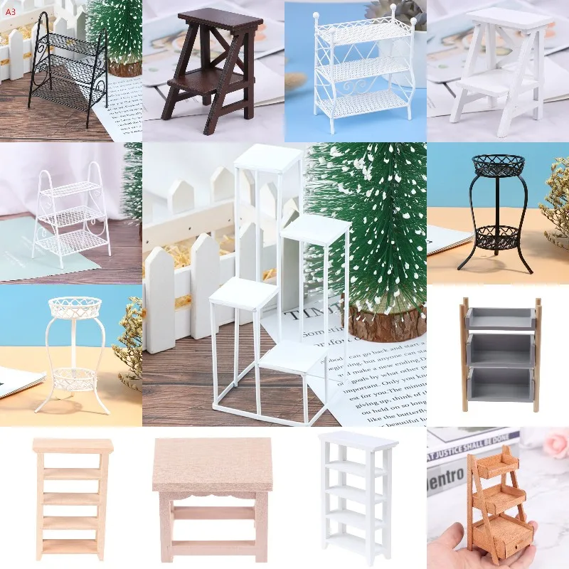 

Деревянная пластиковая металлическая полка для кукольного домика, в масштабе 1:12