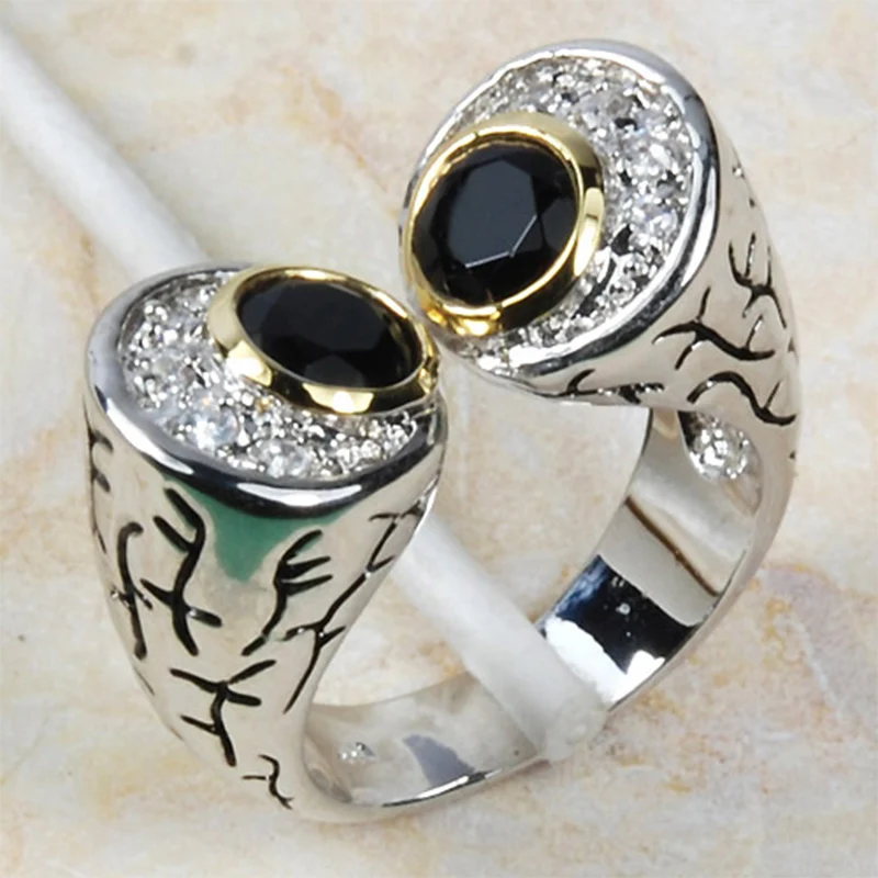 

Fashion Retro Wholesale & Retail Brand New Black Onyx 925 Sterling Silver Ring Punk Hip Hop Women R433