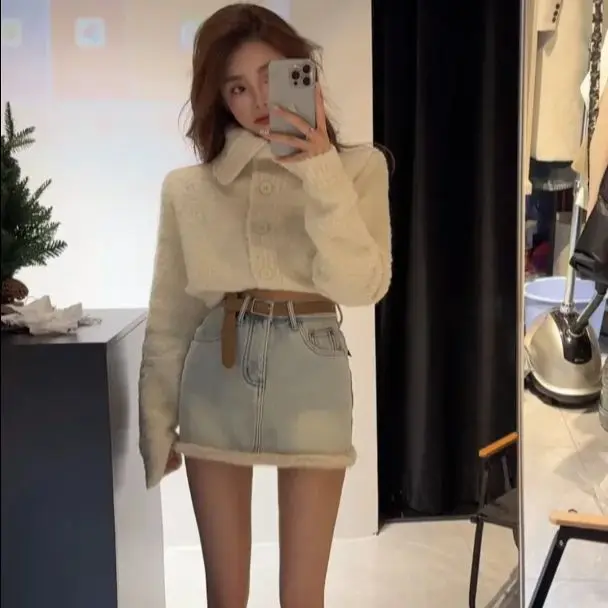 Цельный/двухсекционный однобортный кардиган с небольшим ароматом и высоким