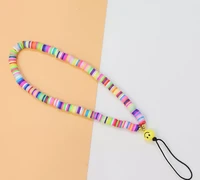 simple mobile phone chain straps charm color acrylic imitation pearl pendant phone anti lost anti drop lanyard ladies jewelry