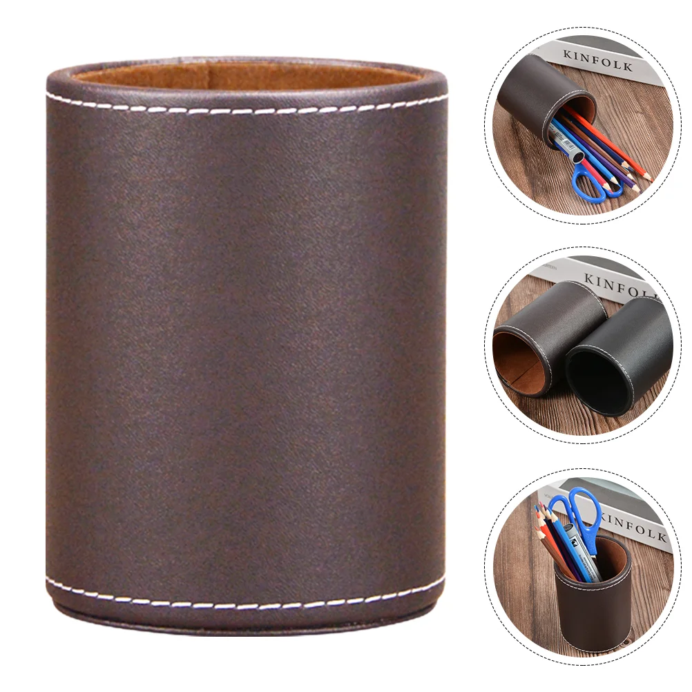 

Cylinder Glasses Case Pen Holder Student Professional Makeup Brushes Pot MDF