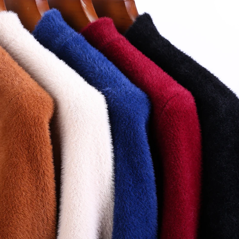 Sweater New Top Imitation Mink New Fashion Brand Designer Pullover Knitted Jacquard Half High Neck Sweater Casual Men's Wear