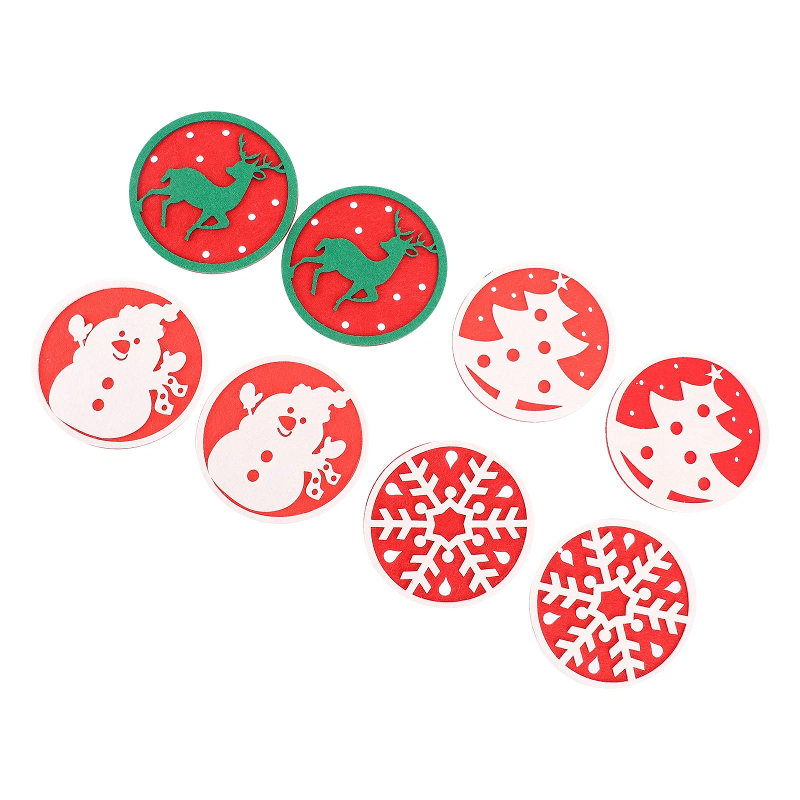 

8Pcs Christmas Coaster Nonslip Lightweight Reusable Coasters Cup Pads for Cafe Office