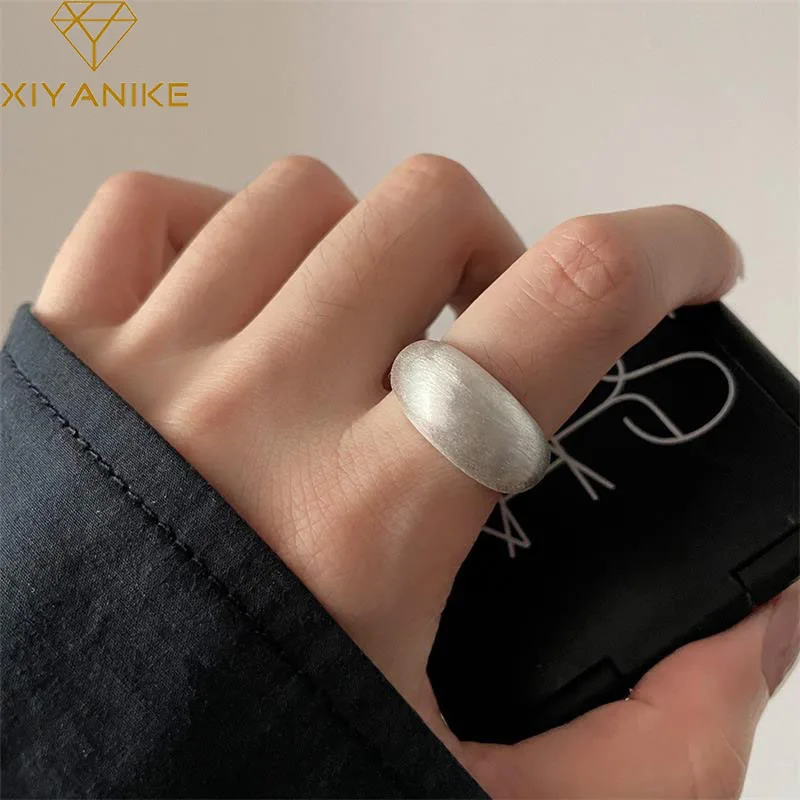

DAYIN Minimalist Cool Brushed Plain Cuff Rings For Women Girl Luxury Fashion New Jewelry Friend Gift Party anillos mujer
