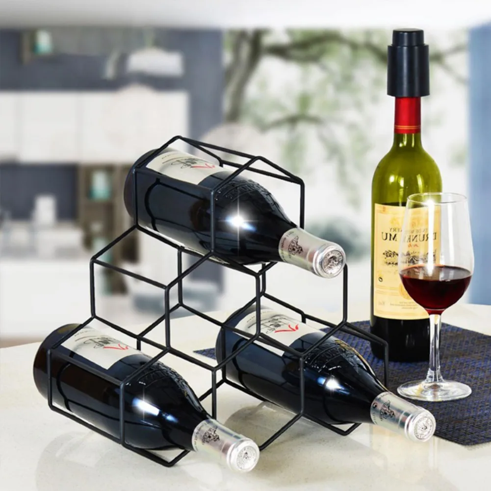 

Современный металлический сотовый винный стеллаж, фотоэлемент, шестигранный держатель для вина на 6 бутылок