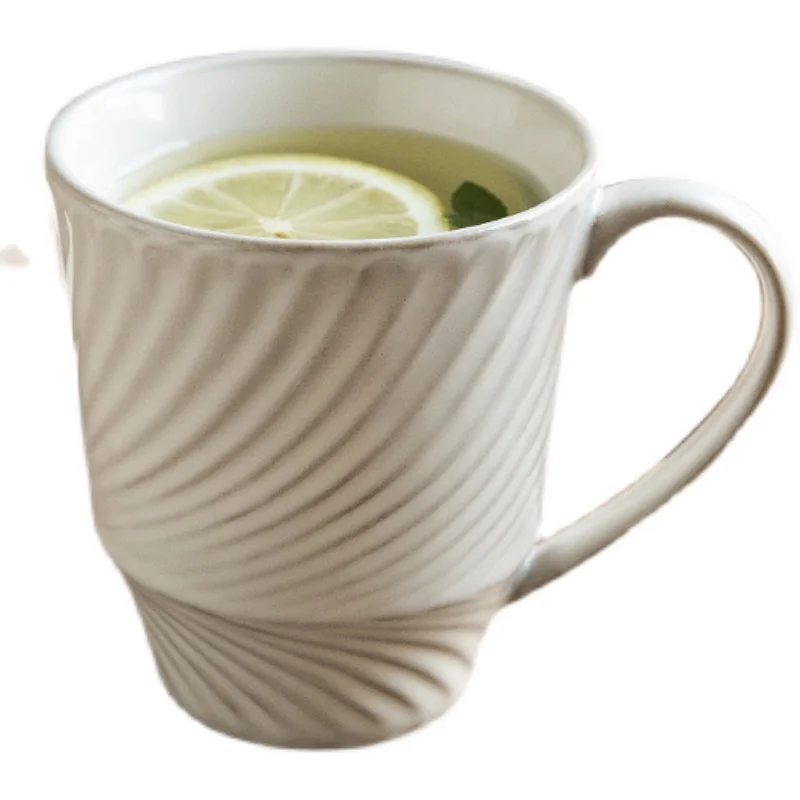 

1Pc Multi-purpose Household Ceramic Drinking Cup Coffee Mug Milk Mug White Porcelain Relief craft
