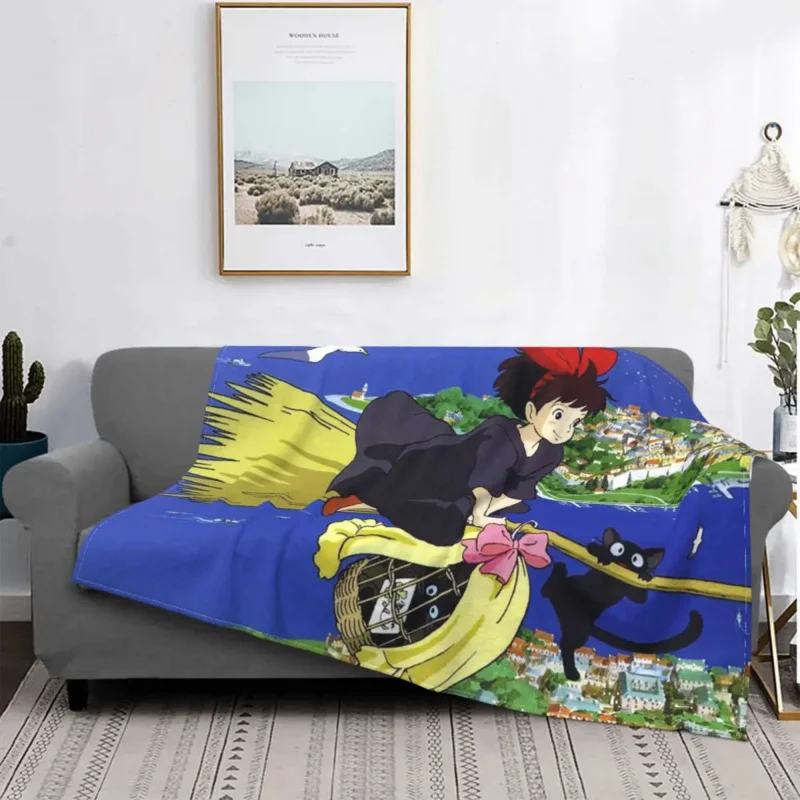 

Kikis Delivery Service Anime Blanket Fleece Print MY FAVOURITE FILMS Multifunction Super Warm Throw Blanket Home Outdoor Quilt