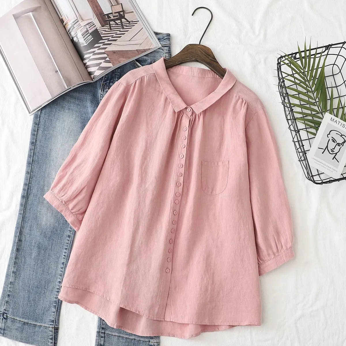 

2022 summer dress maternity linen loose casual t shirt one