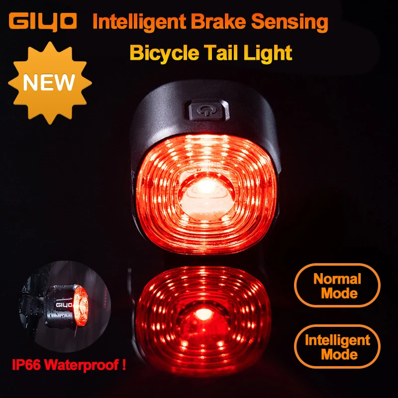 

GIYO Bike Light Bicycle 400mAh 6 Modes Rechargeable Bicycle Tail Light Waterproof Brake Rear Flashlight for Bike Accessories