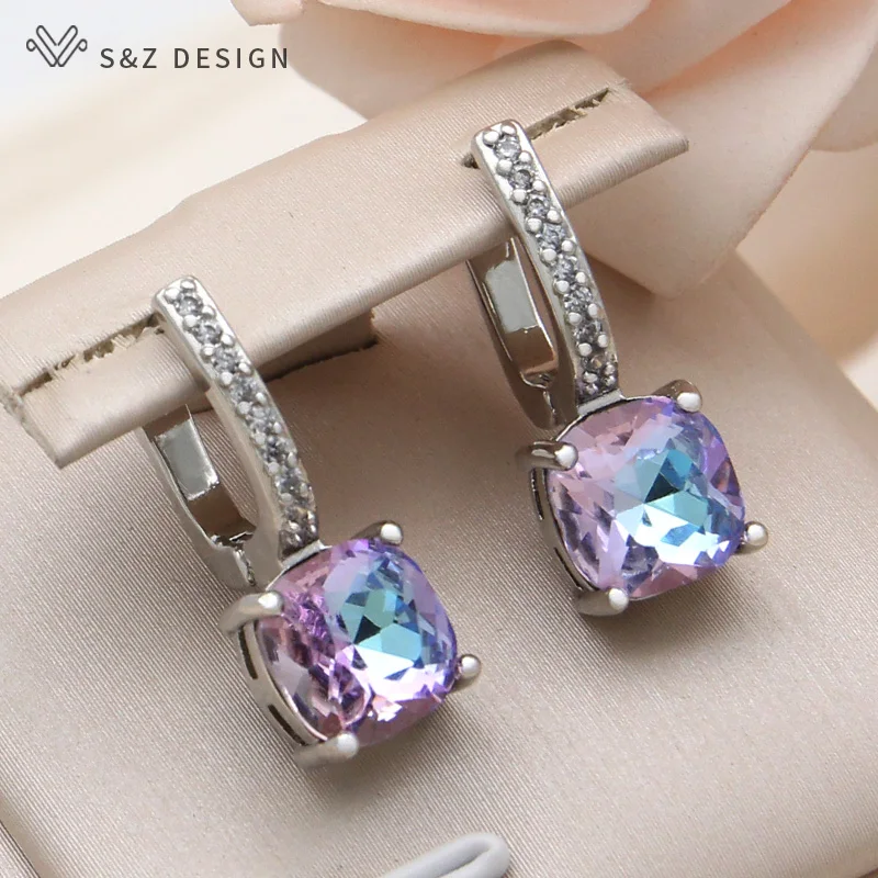 S&ampZ дизайн новых модных квадратных хрустальных сережки вислей для женщин
