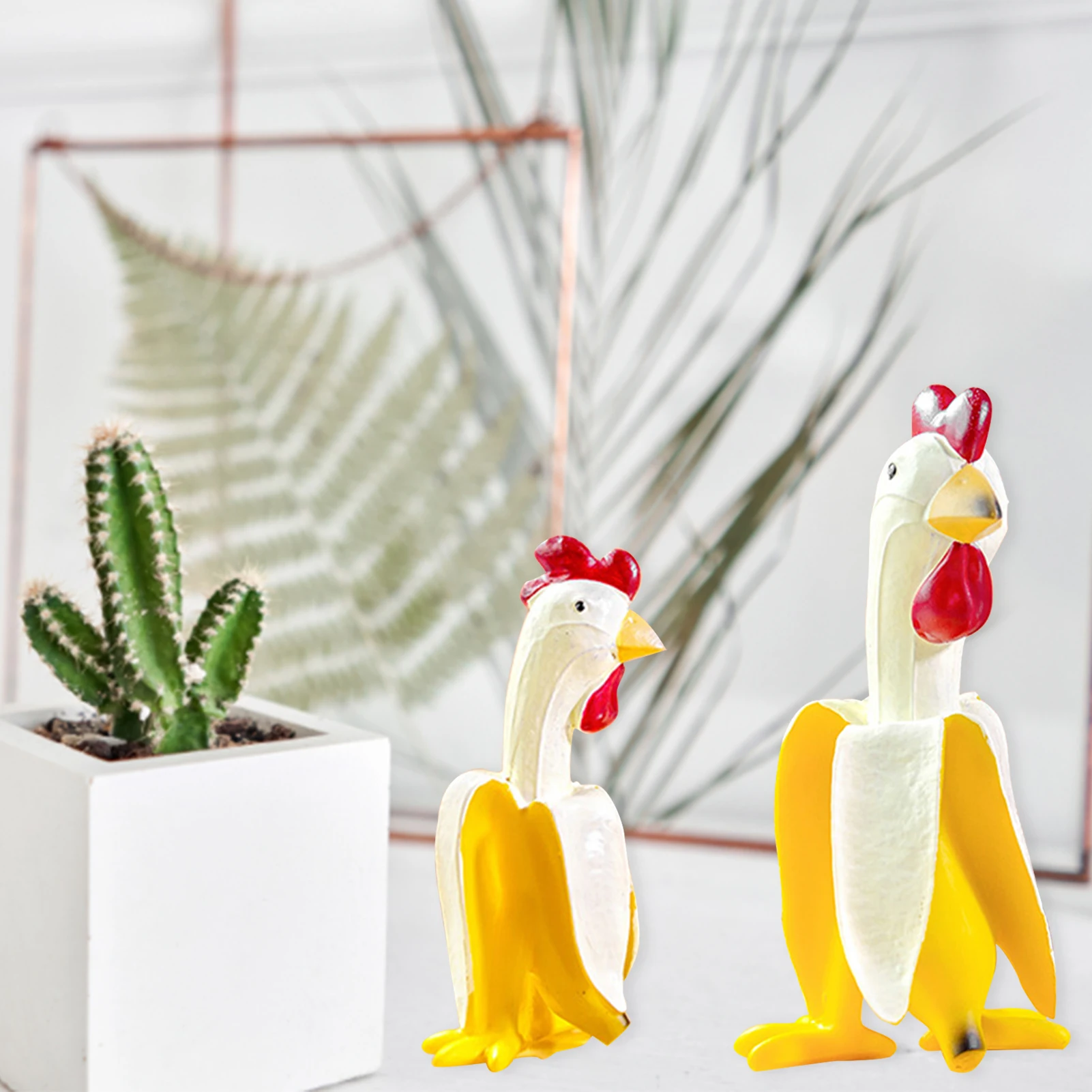 

Banana Chicken Creative Garden Decoration Sculptures Yard Garden Chick Decor Vintage Ornament Home Statue Decoration Accessories