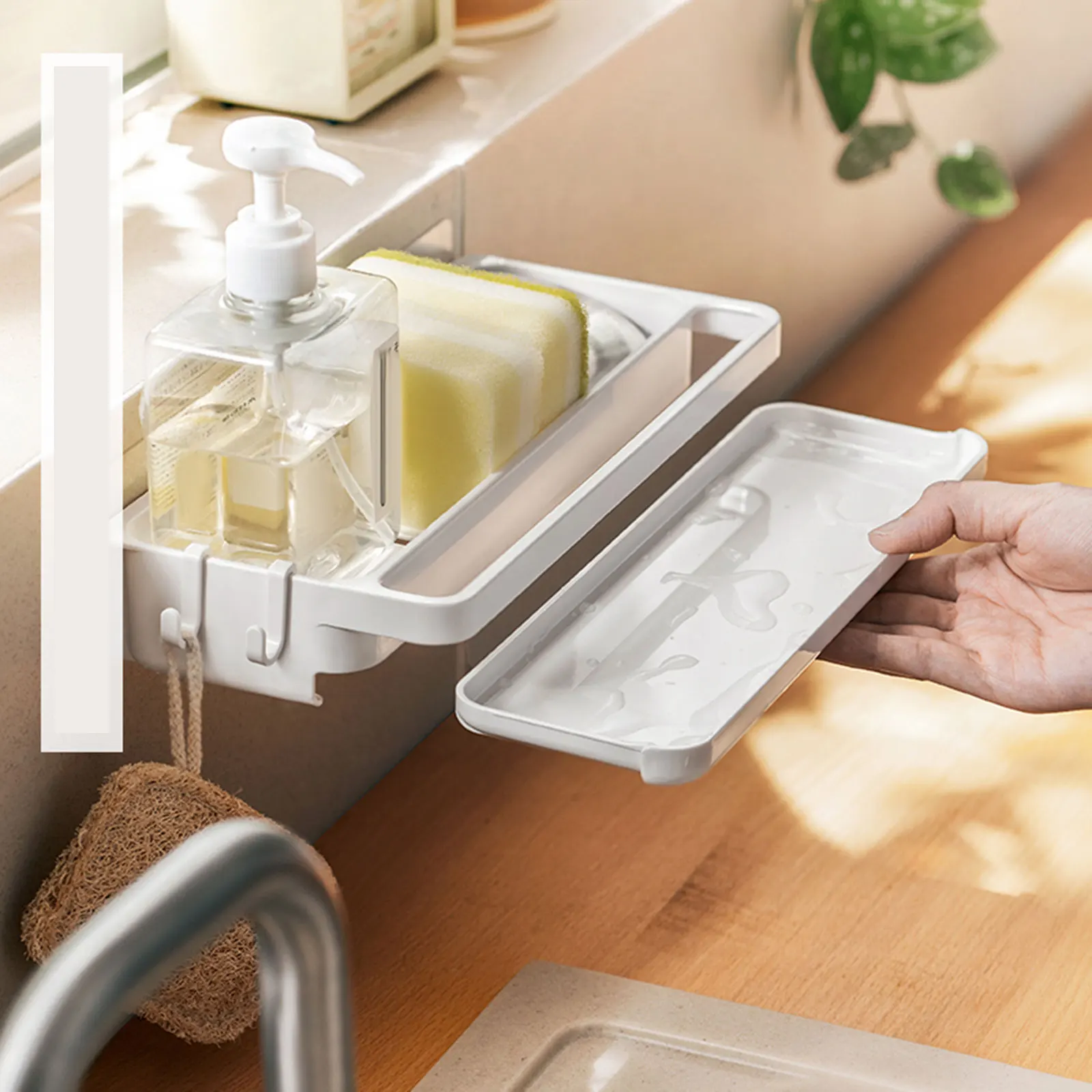 

1 Piece Shelf Shower Countertop Soap Tray Wall Mounted Storage Rack Organizer Tray for Kitchen Sponge Bathroom Soap