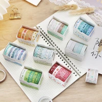 5 pcsset forest watercolor masking tape decorative adhesive tape washi tape rainbow color sticker scrapbook diary stationery