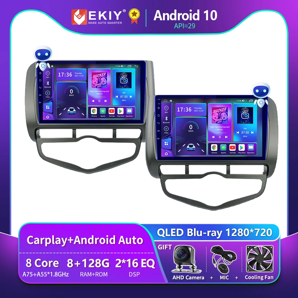 EKIY T900 8G 128G For HONDA JAZZ City 2002 - 2007 Car Radio Multimedia System Video Player Navigation GPS Android Auto No 2 Din