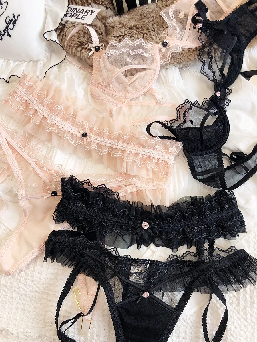 Ультратонкий комплект нижнего белья бюстгальтер привлекательный кружевной