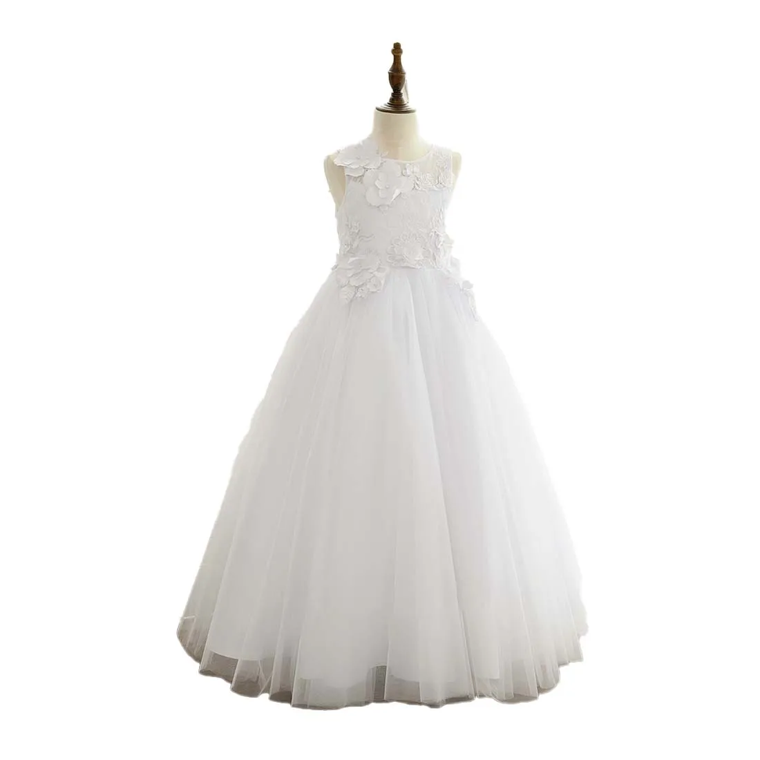 

YZYmanualroom Flower Girl Dress Lace Satin Tulle Princess Handmade Junior Wedding Party Pageant Gown