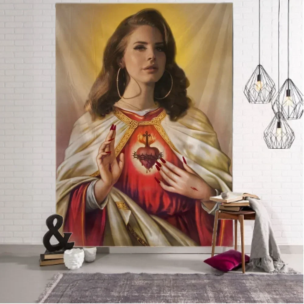 Гобелен с изображением Иисуса Девы Ланы делрей эстетическое украшение для